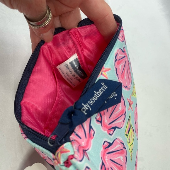 Simply Southern Wristlet Photo Coastal Shells Tropical Travel Wallet Pink Blue - Picture 7 of 9